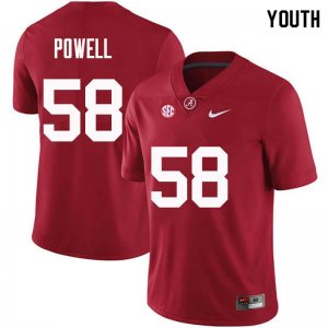 NCAA Youth Alabama Crimson Tide #58 Daniel Powell Stitched College Nike Authentic Crimson Football Jersey YD17N50BP
